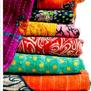 Indian Kantha Quilts… hand made, brand new, all items are multi colored.